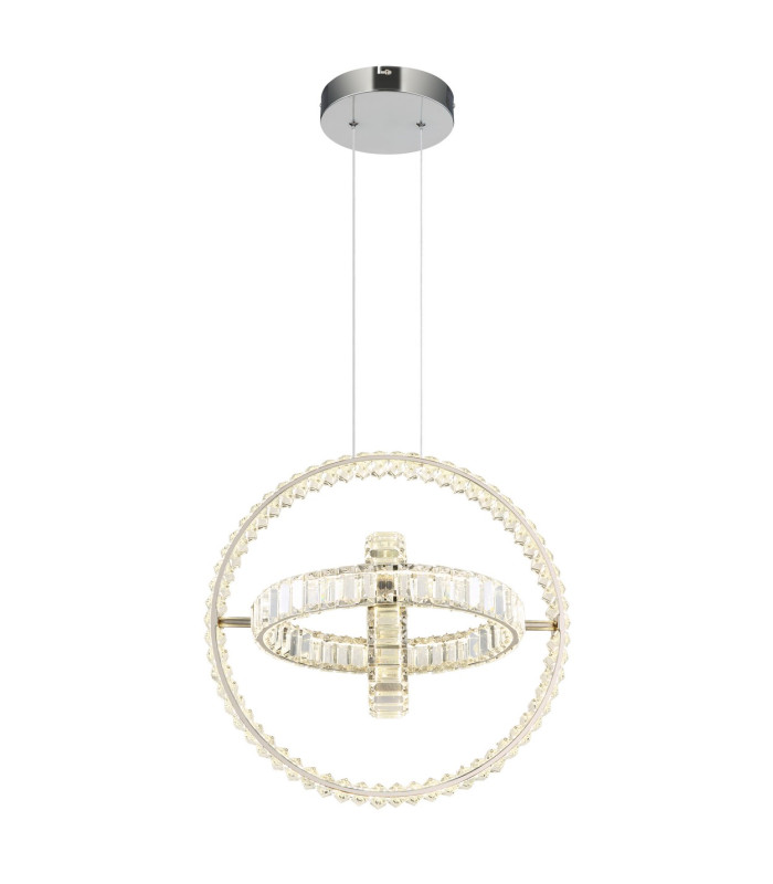 Neil Pendant Ceiling Light Chrome K5 Crystals 3x LED Dimmable 2700-6000K-3