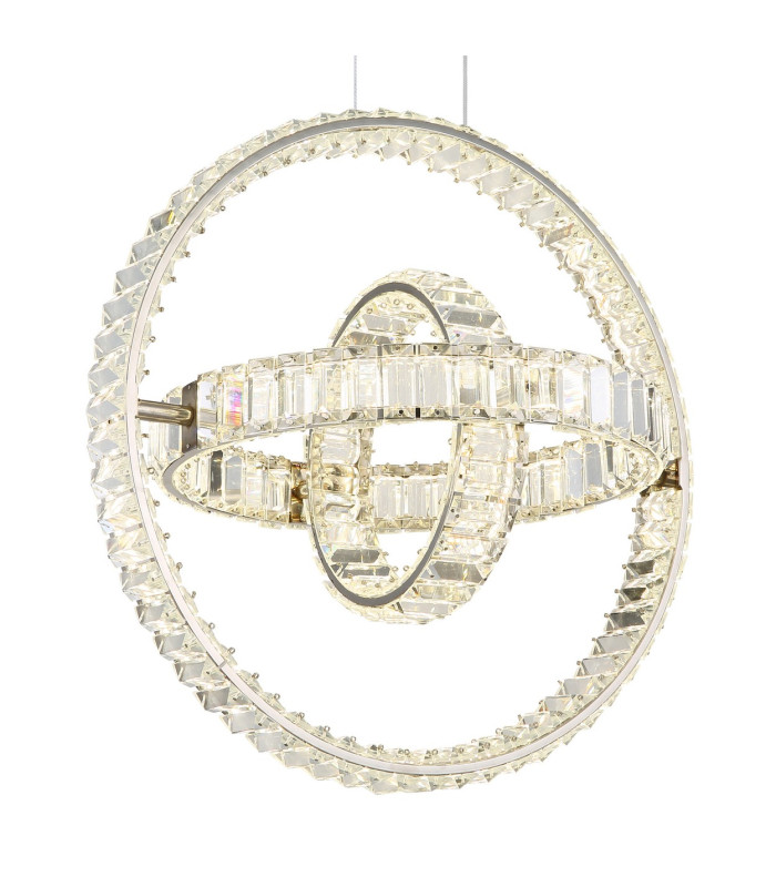 Neil Pendant Ceiling Light Chrome K5 Crystals 3x LED Dimmable 2700-6000K-4