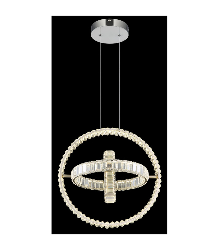 Neil Pendant Ceiling Light Chrome K5 Crystals 3x LED Dimmable 2700-6000K-6