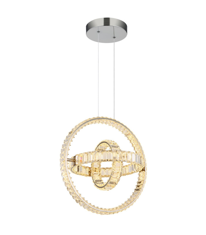 Neil Pendant Ceiling Light Chrome K5 Crystals 3x LED Dimmable 2700-6000K-7