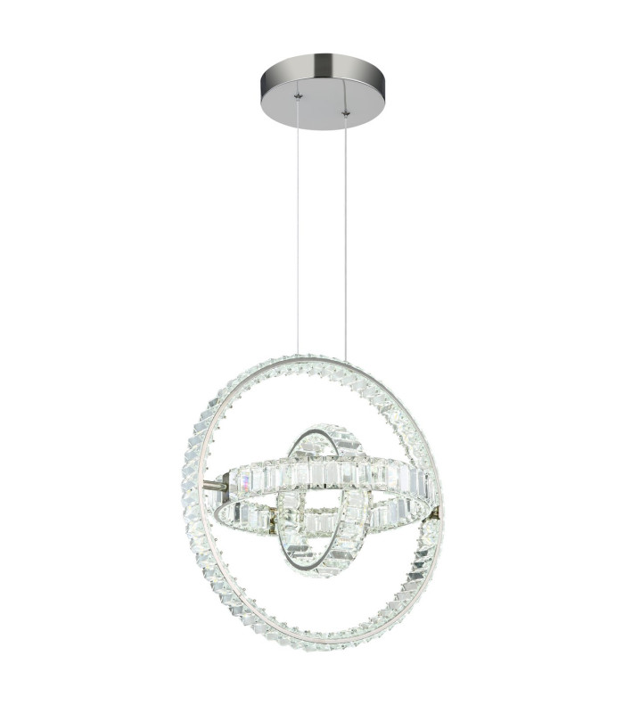 Neil Pendant Ceiling Light Chrome K5 Crystals 3x LED Dimmable 2700-6000K-8