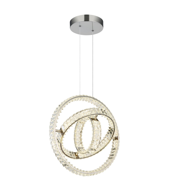 Neil Pendant Ceiling Light Chrome K5 Crystals 3x LED Dimmable 2700-6000K-9