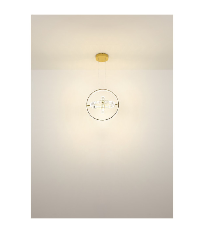 Neil Pendant Ceiling Light Chrome K5 Crystals 3x LED Dimmable 2700-6000K-11
