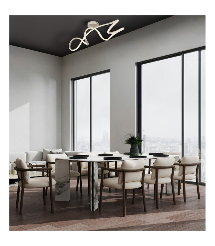 Swirl Integrated LED Semi Flush Ceiling Light Nickel Matt LED 4000K-6