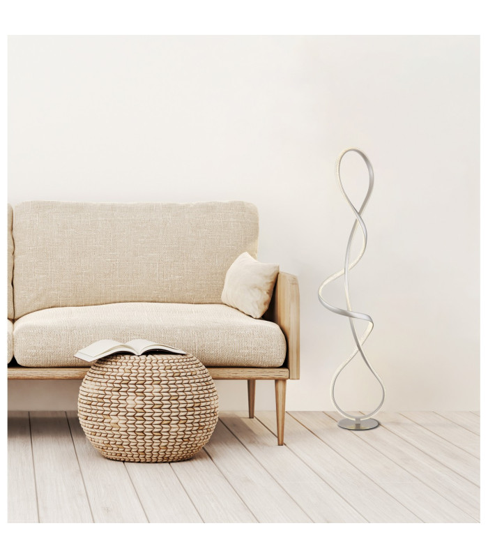 Swirl LED Integrated Floor Lamp Nickel Matt LED 4000K-8