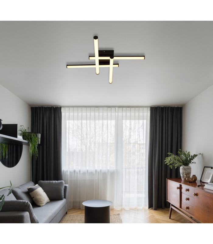 Kirina Integrated LED Semi Flush Ceiling Light Matt Black 4x LED 3000K-9