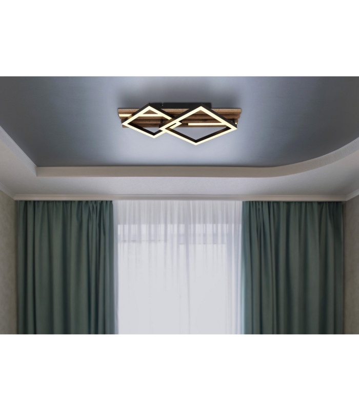 Obrien 48x31cm Integrated LED Semi Flush Ceiling Light Matt Black 2x LED 3000K-10