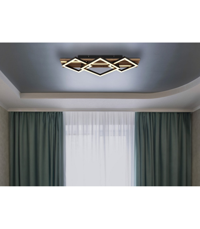 Obrien 61x31cm Integrated LED Semi Flush Ceiling Light Matt Black 3x LED 3000K-10