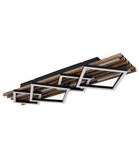 Obrien 82x31cm Integrated LED Semi Flush Ceiling Light Matt Black 5x LED 3000K-2