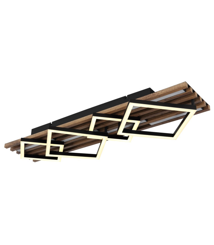 Obrien 82x31cm Integrated LED Semi Flush Ceiling Light Matt Black 5x LED 3000K-5