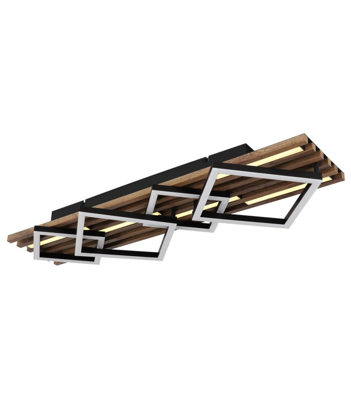 Obrien 82x31cm Integrated LED Semi Flush Ceiling Light Matt Black 5x LED 3000K-6