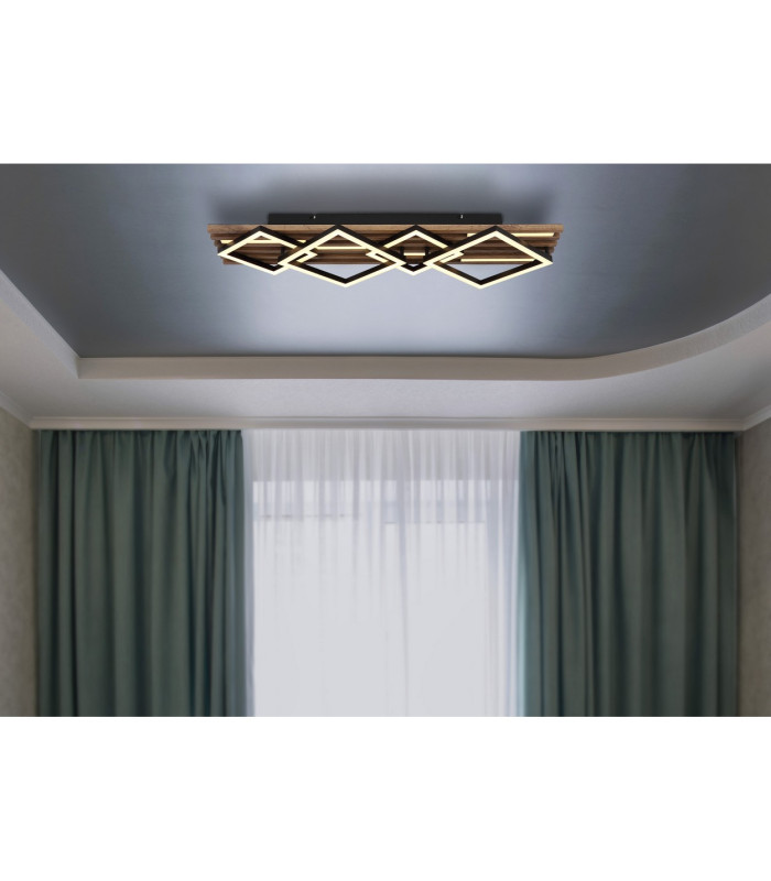 Obrien 82x31cm Integrated LED Semi Flush Ceiling Light Matt Black 5x LED 3000K-10