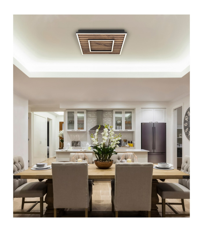 Woody 45cm Integrated LED Semi Flush Ceiling Light Matt Black LED 3000K-10