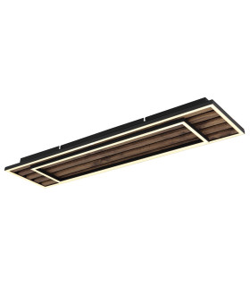 Woody 80x20cm Integrated LED Semi Flush Ceiling Light Matt Black LED 3000K-1