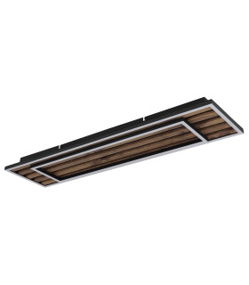 Woody 80x20cm Integrated LED Semi Flush Ceiling Light Matt Black LED 3000K-2