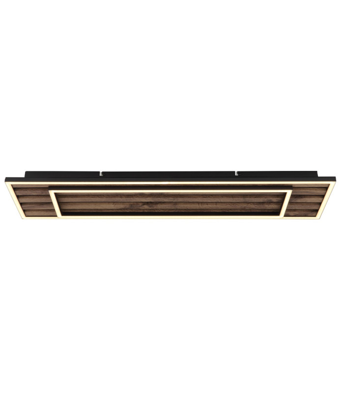 Woody 80x20cm Integrated LED Semi Flush Ceiling Light Matt Black LED 3000K-3
