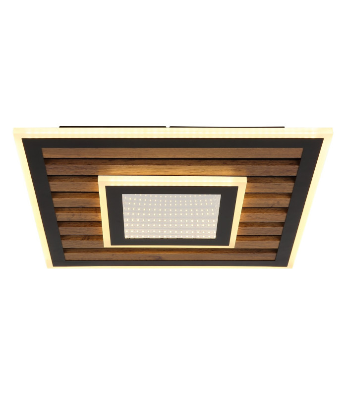 Woody 40cm Integrated LED Semi Flush Ceiling Light Matt Black LED 3000K-3