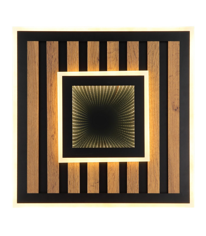 Woody 40cm Integrated LED Semi Flush Ceiling Light Matt Black LED 3000K-4