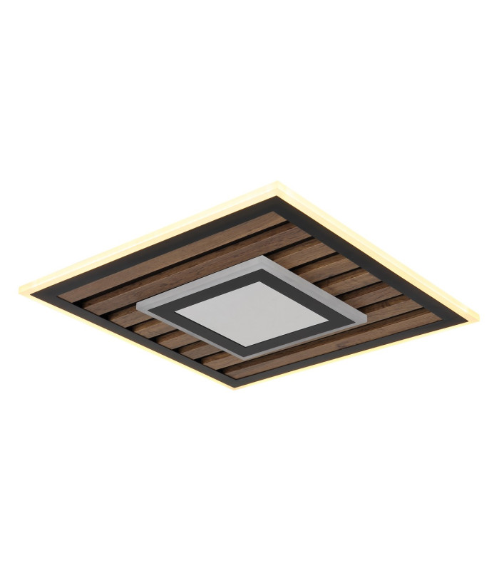 Woody 40cm Integrated LED Semi Flush Ceiling Light Matt Black LED 3000K-5