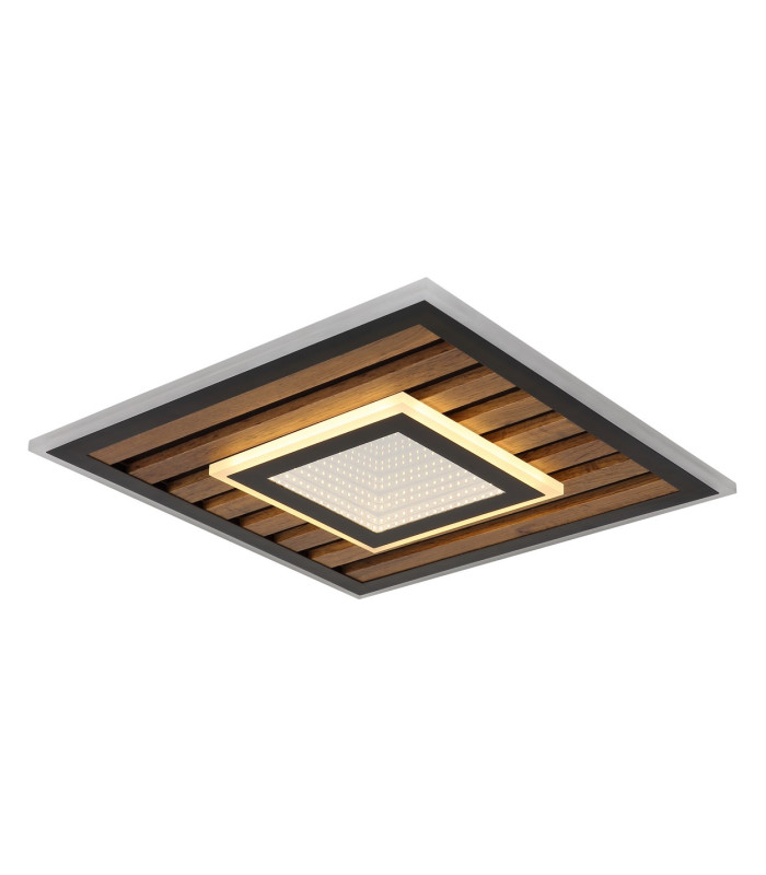 Woody 40cm Integrated LED Semi Flush Ceiling Light Matt Black LED 3000K-6