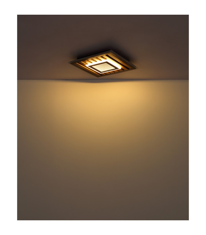 Woody 40cm Integrated LED Semi Flush Ceiling Light Matt Black LED 3000K-8
