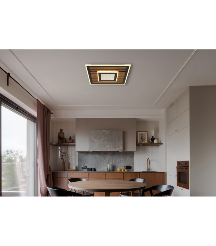 Woody 40cm Integrated LED Semi Flush Ceiling Light Matt Black LED 3000K-10
