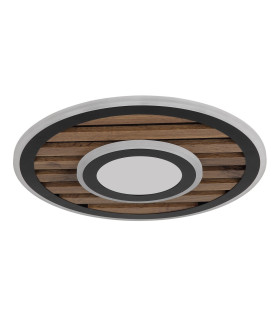 Woody 40cm Integrated LED Semi Flush Ceiling Light Matt Black LED 3000K-2