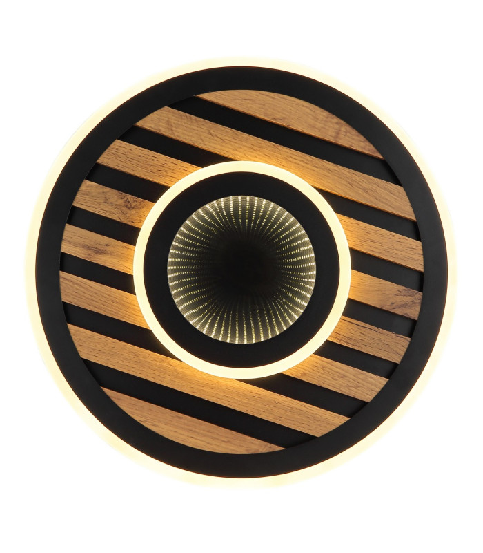 Woody 40cm Integrated LED Semi Flush Ceiling Light Matt Black LED 3000K-3
