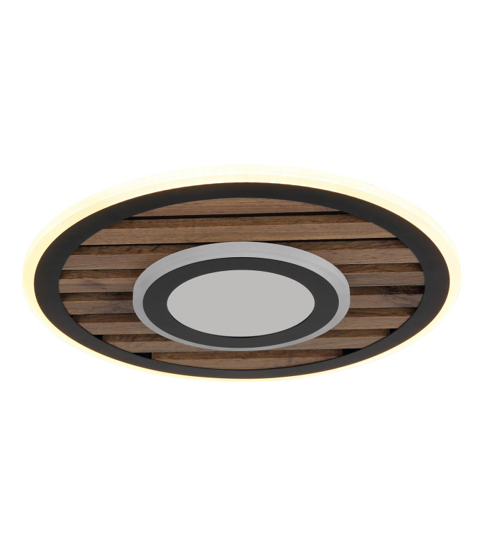 Woody 40cm Integrated LED Semi Flush Ceiling Light Matt Black LED 3000K-4