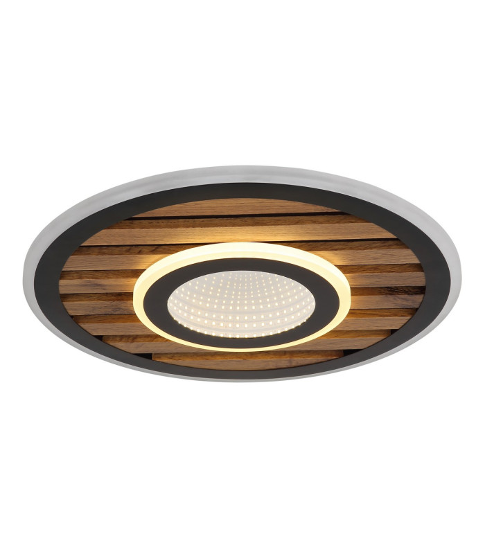 Woody 40cm Integrated LED Semi Flush Ceiling Light Matt Black LED 3000K-5