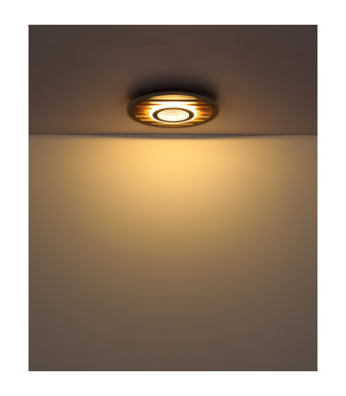 Woody 40cm Integrated LED Semi Flush Ceiling Light Matt Black LED 3000K-7