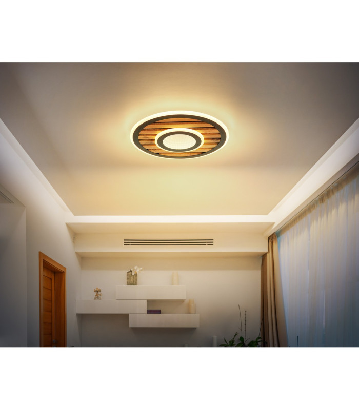 Woody 40cm Integrated LED Semi Flush Ceiling Light Matt Black LED 3000K-8