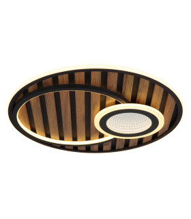 Woody 50cm Integrated LED Semi Flush Ceiling Light Matt Black LED 3000K-1