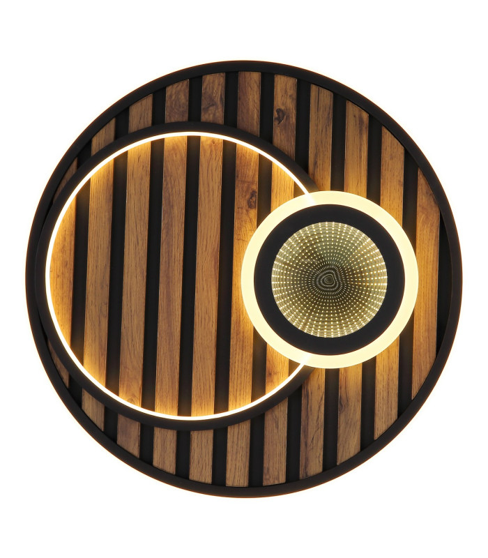 Woody 50cm Integrated LED Semi Flush Ceiling Light Matt Black LED 3000K-3
