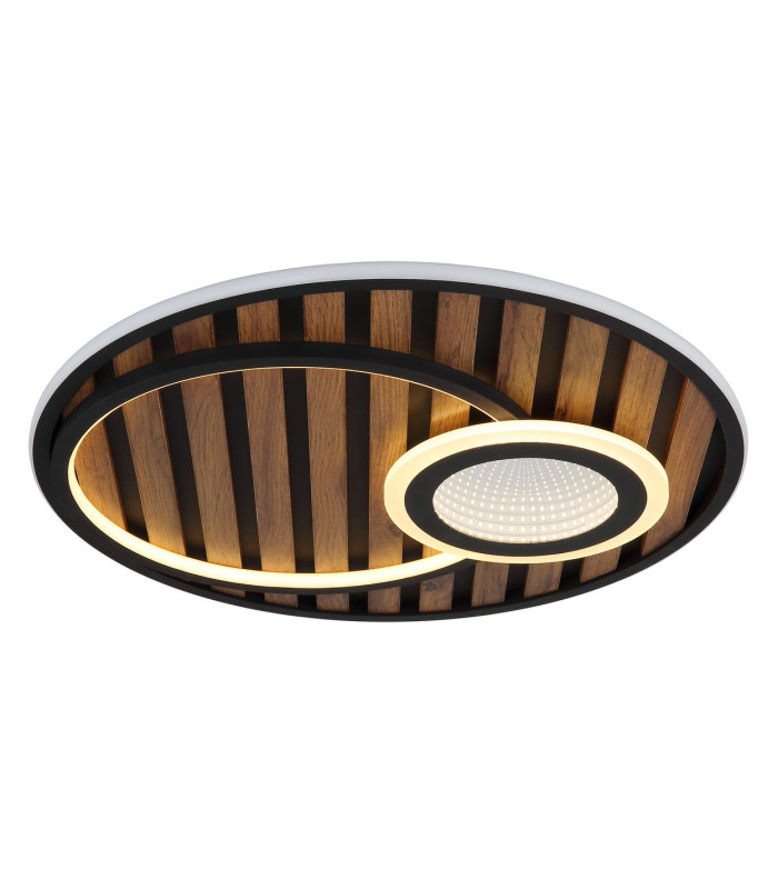 Woody 50cm Integrated LED Semi Flush Ceiling Light Matt Black LED 3000K-4