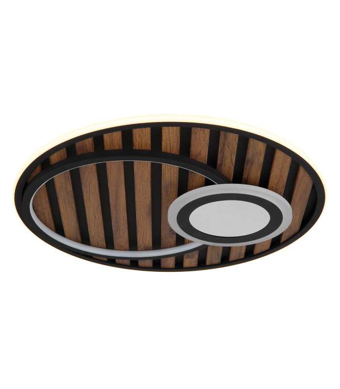 Woody 50cm Integrated LED Semi Flush Ceiling Light Matt Black LED 3000K-5