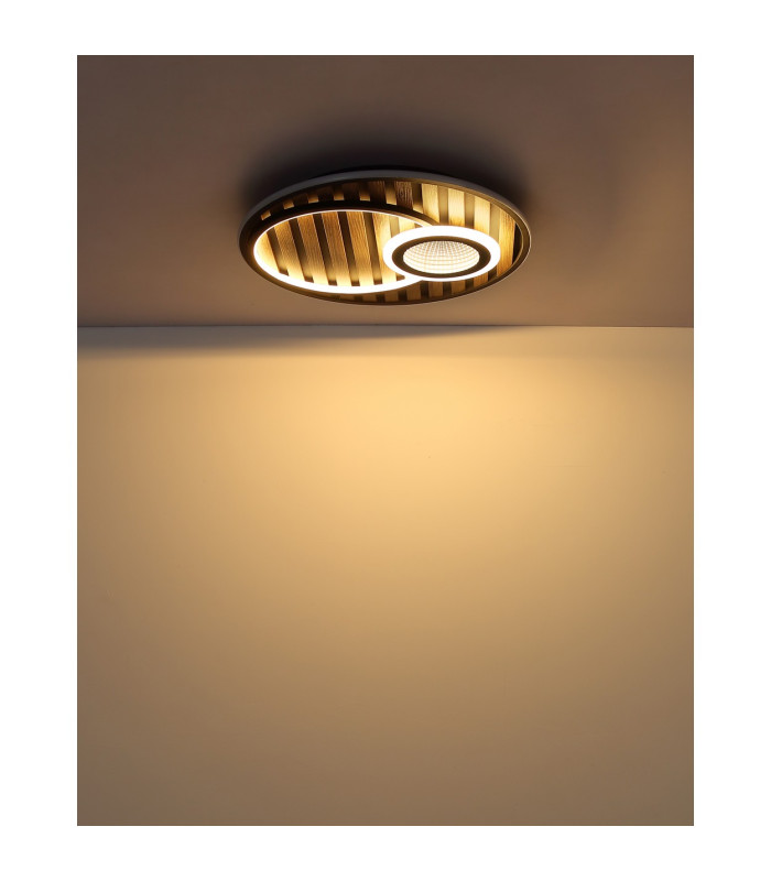 Woody 50cm Integrated LED Semi Flush Ceiling Light Matt Black LED 3000K-6