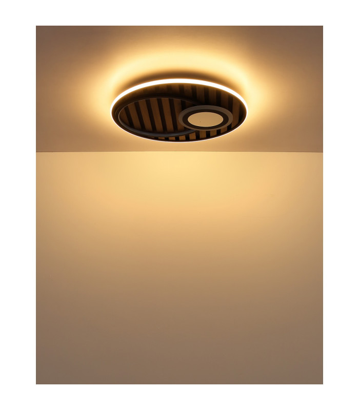Woody 50cm Integrated LED Semi Flush Ceiling Light Matt Black LED 3000K-7