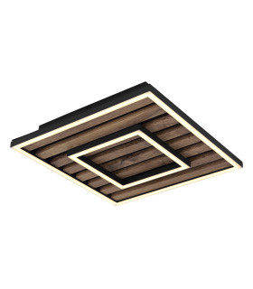 Woody 30cm Integrated LED Semi Flush Ceiling Light Matt Black LED 3000K-1