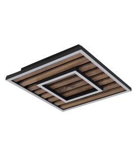 Woody 30cm Integrated LED Semi Flush Ceiling Light Matt Black LED 3000K-2