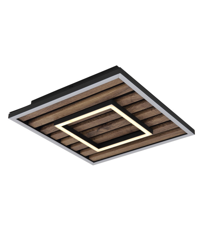 Woody 30cm Integrated LED Semi Flush Ceiling Light Matt Black LED 3000K-6