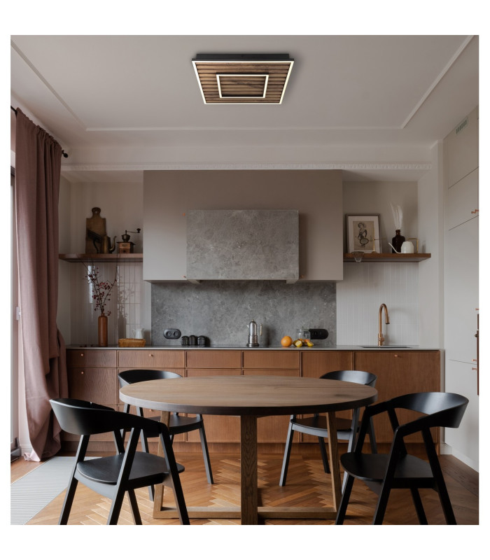 Woody 30cm Integrated LED Semi Flush Ceiling Light Matt Black LED 3000K-10
