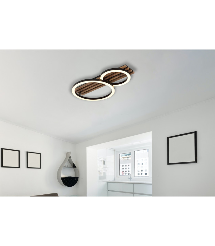 Tisha Integrated LED Semi Flush Ceiling Light Matt Black 2x LED 3000K-6
