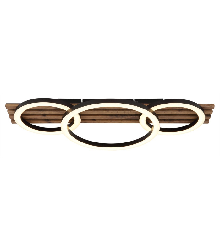 Tisha 62x30cm Integrated LED Semi Flush Ceiling Light Matt Black 3x LED 3000K-3