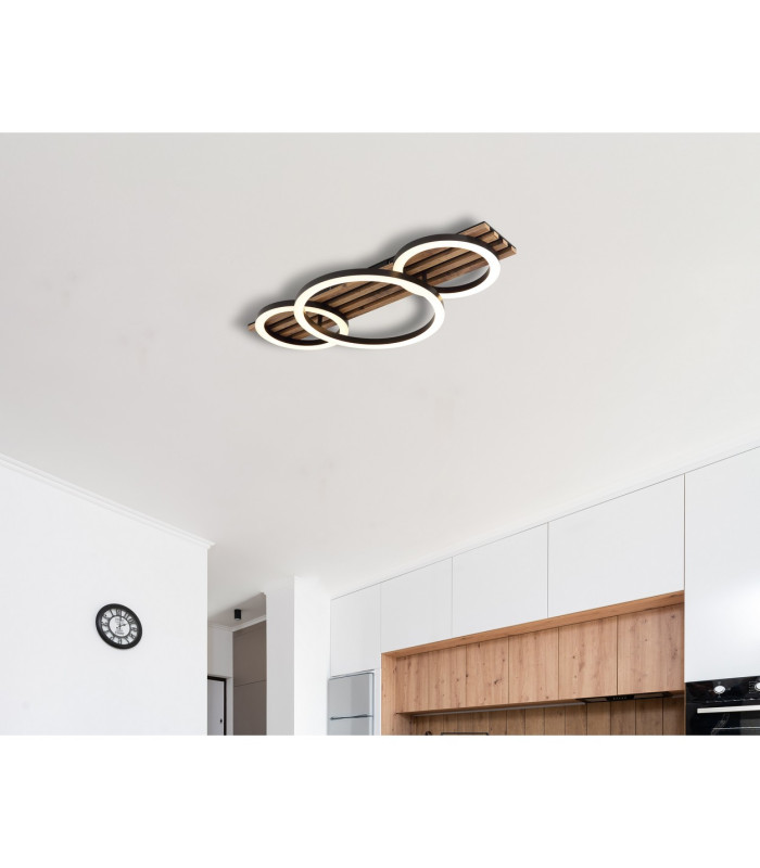 Tisha 62x30cm Integrated LED Semi Flush Ceiling Light Matt Black 3x LED 3000K-6