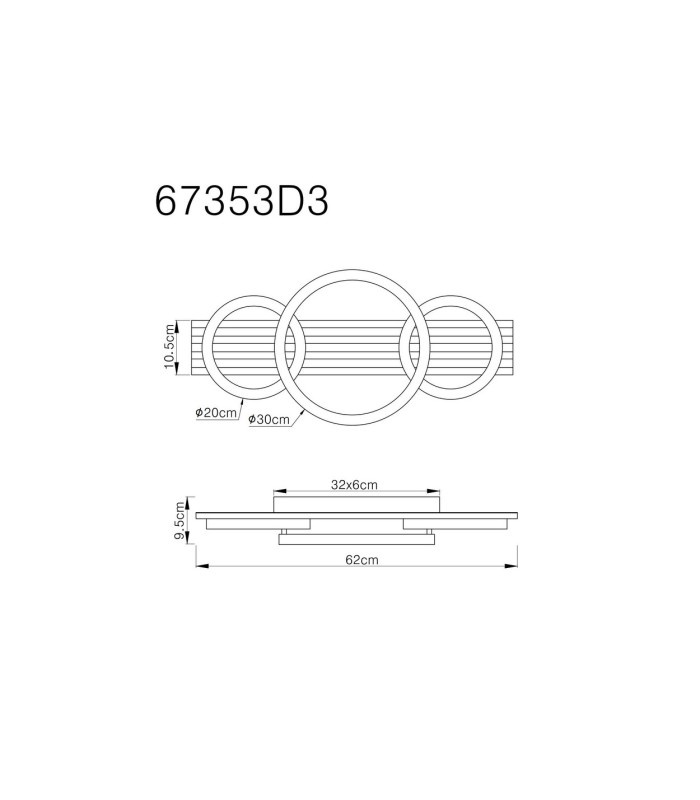 Tisha 62x30cm Integrated LED Semi Flush Ceiling Light Matt Black 3x LED 3000K-7