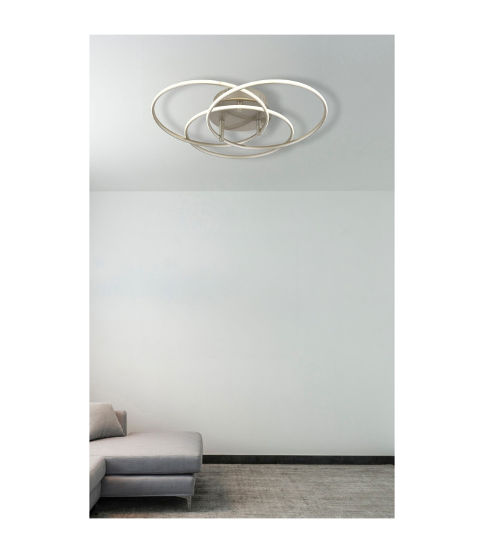 Kombos 45.6cm Integrated LED Semi Flush Ceiling Light Nickel Matt 3x LED 4000K-5