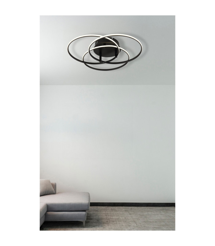 Kombos 45.6cm Integrated LED Semi Flush Ceiling Light Matt Black 3x LED 4000K-5