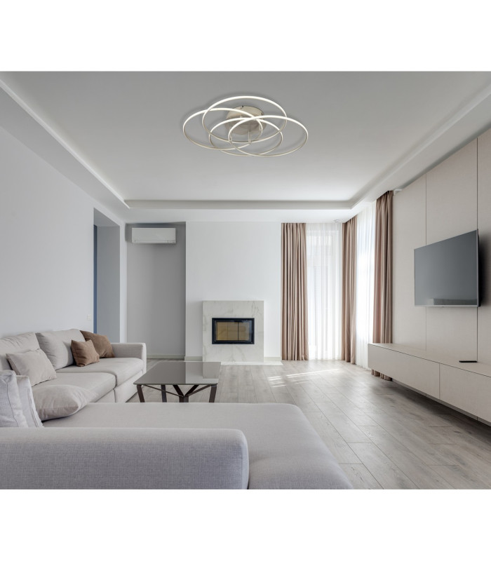 Kombos 51.5cm Integrated LED Semi Flush Ceiling Light Nickel Matt 4x LED 4000K-5