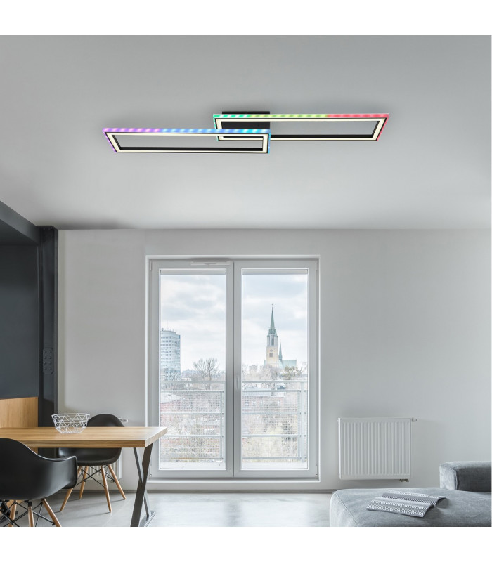 Mirella Integrated LED Semi Flush Ceiling Light Matt Black LED Dimmable 2700-6500K Remote Control Timer-18
